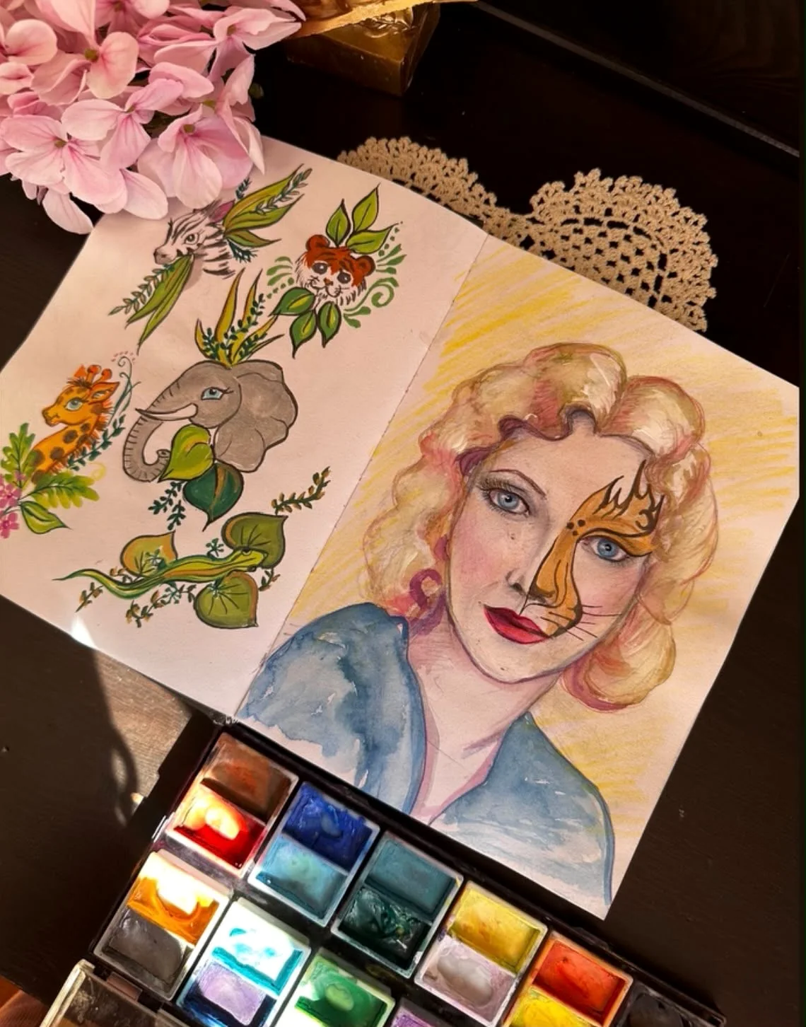 Tori Addams face painting designs in her sketchbook
