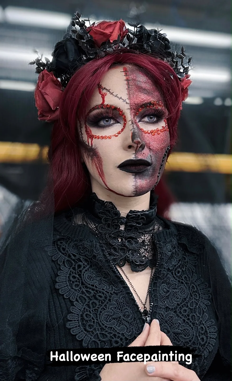 Detailed Halloween face painting by Tori Addams